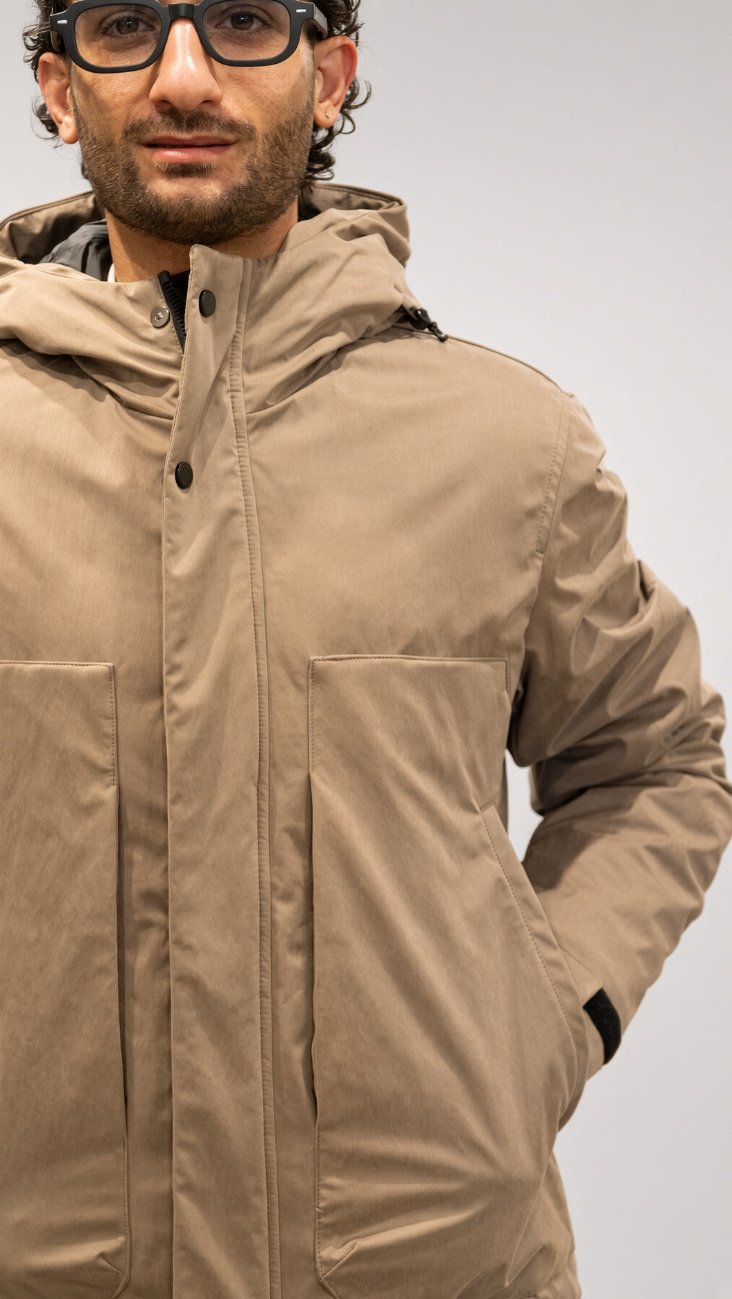 Parka con cappuccio beige da uomo Seinse
