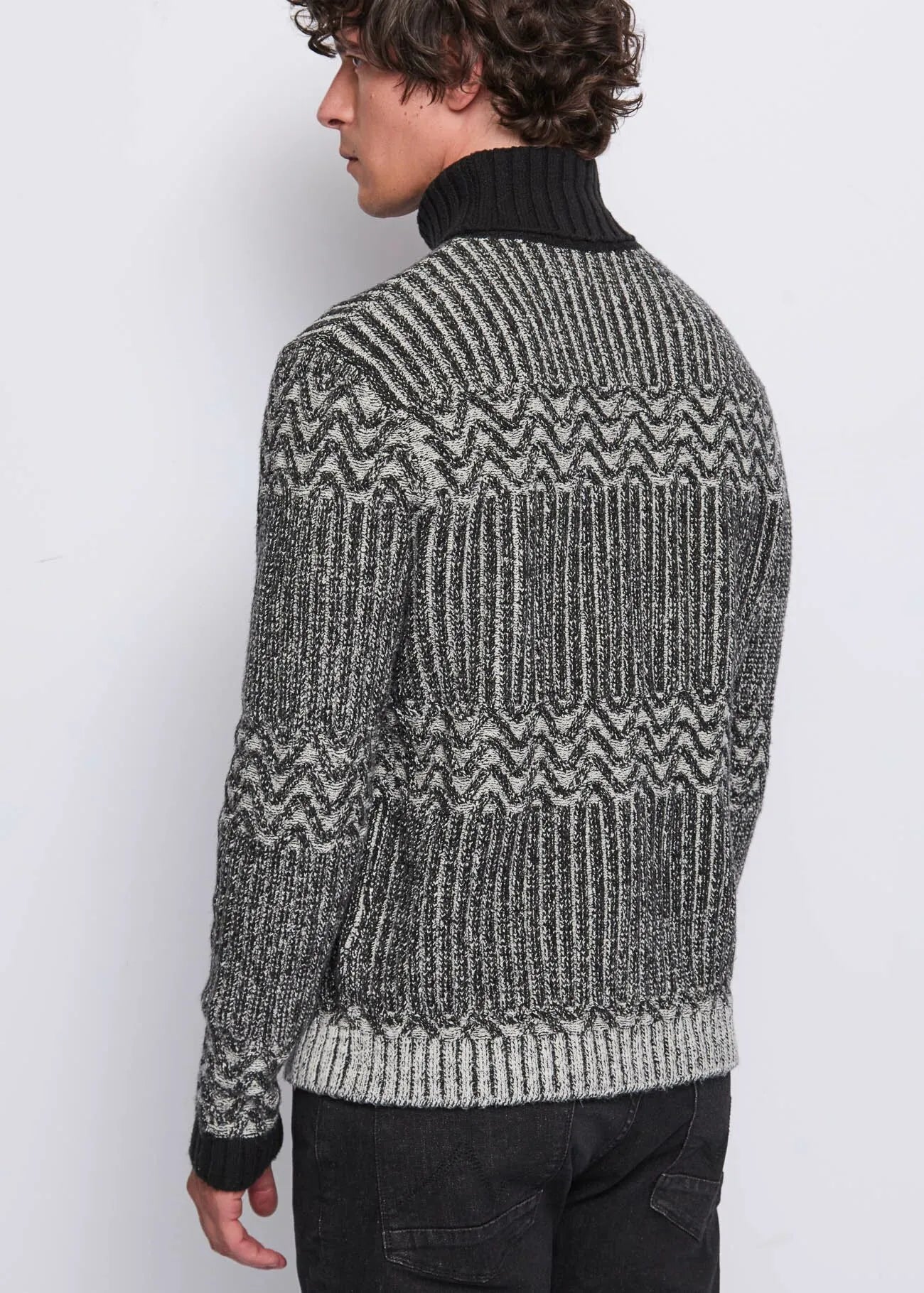 Gaudì jacquard cotton turtleneck sweater