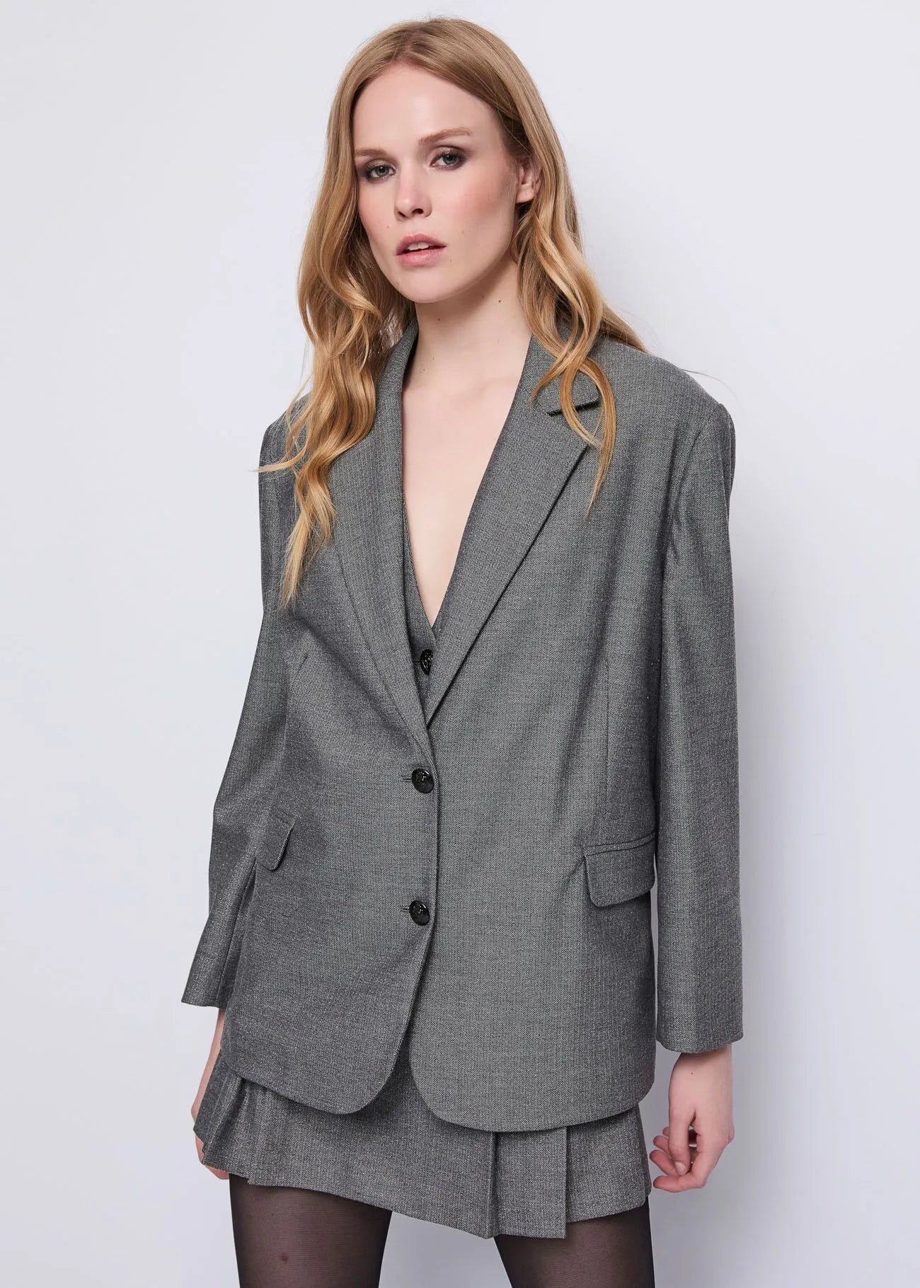 Gaudi' Women's Blazer in Chevron Fabric and Lurex