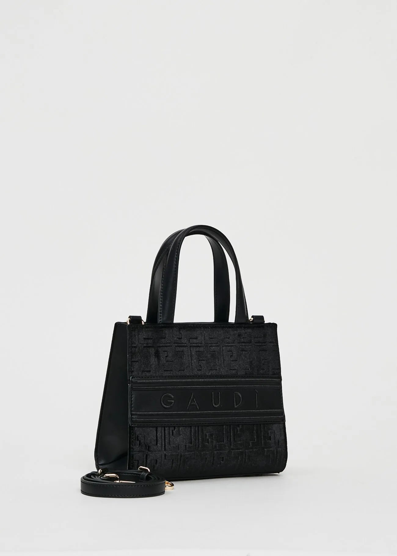 Gaudì black velvet top handle bag