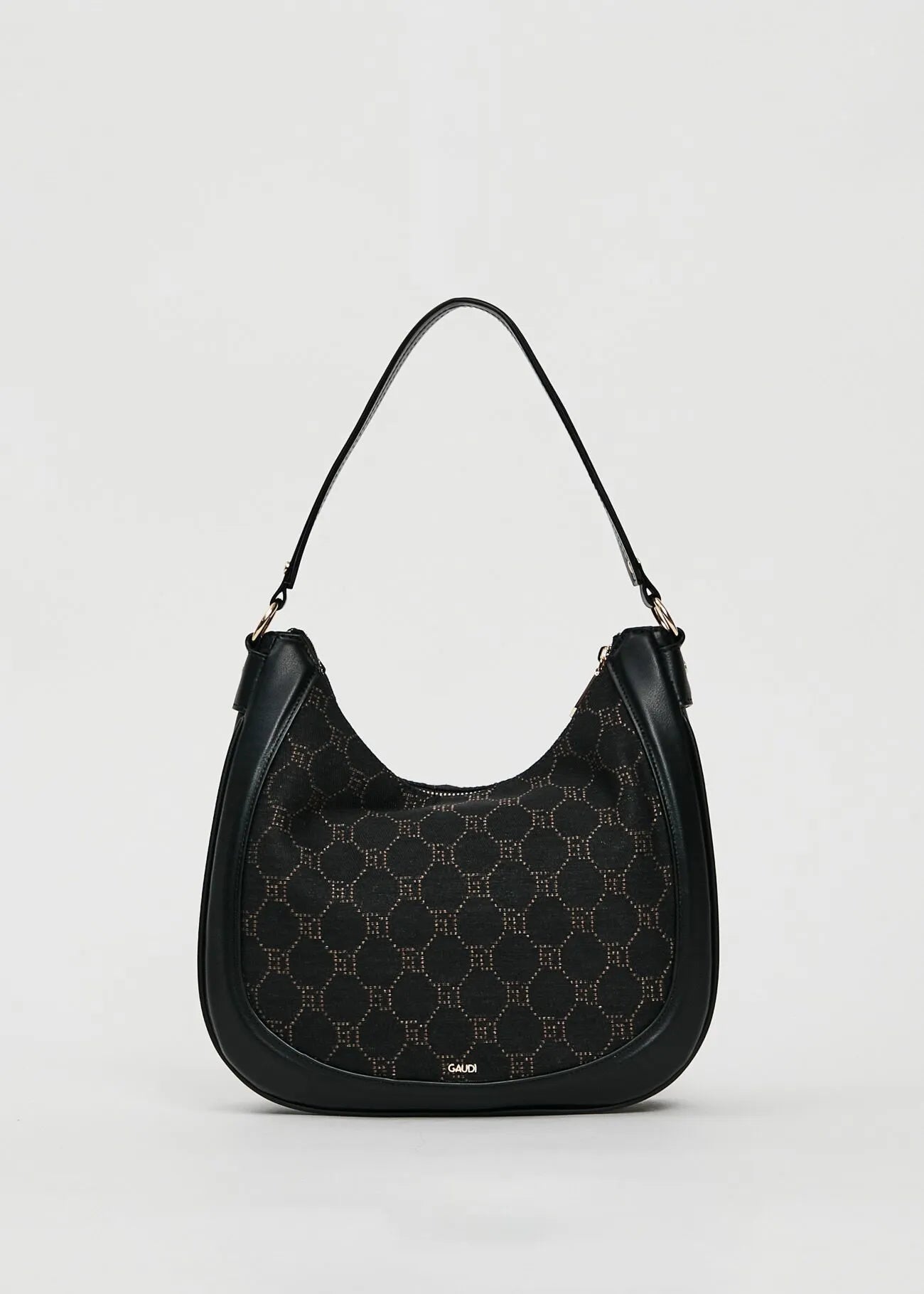 Black hobo bag with Gaudì jacquard logo
