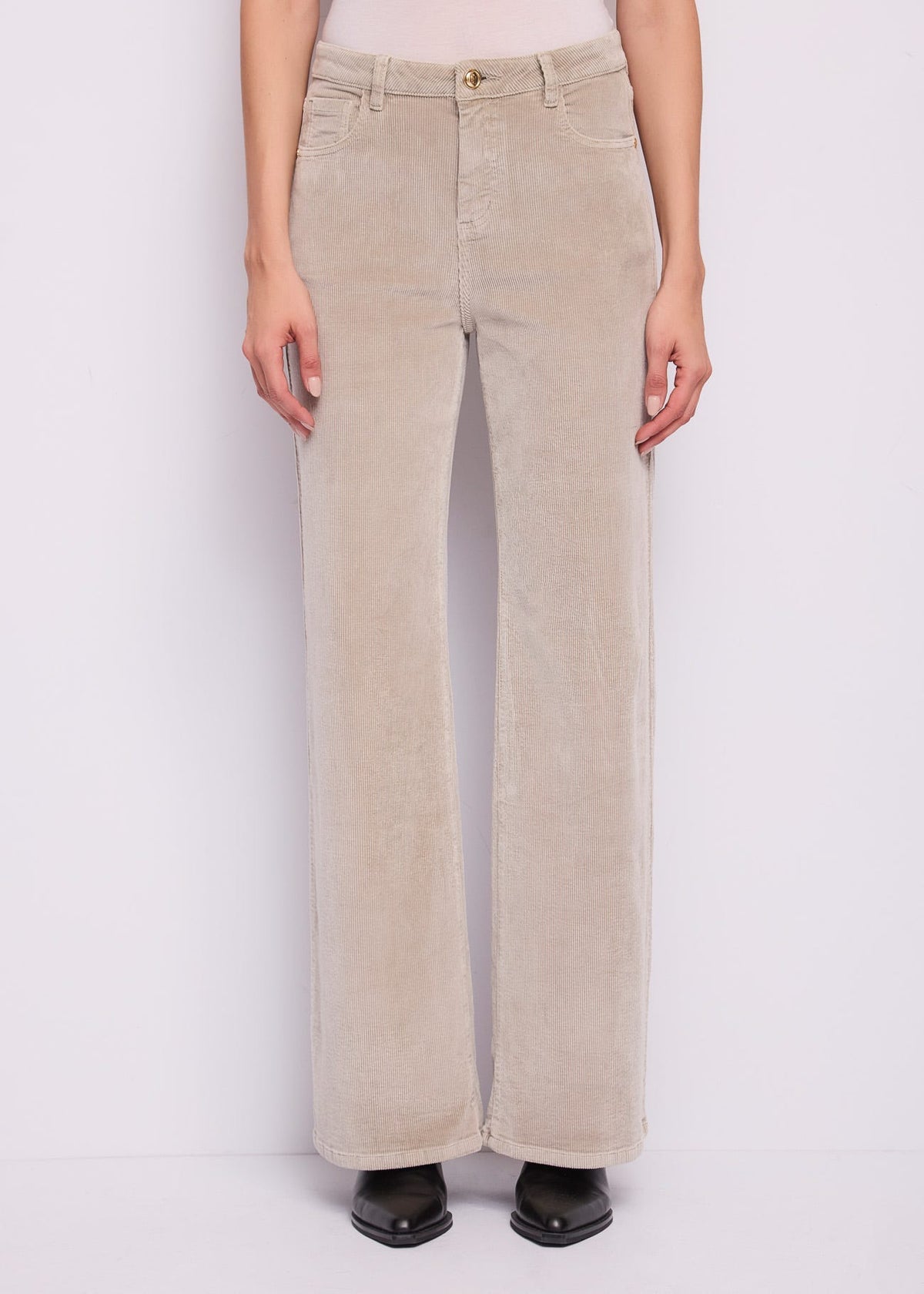 Pantaloni wide leg da donna in velluto di cotone