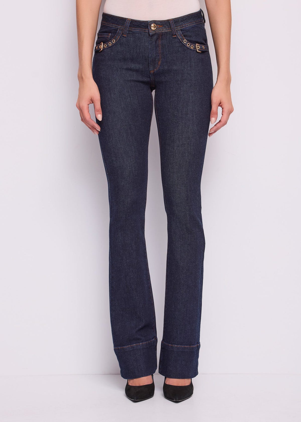 Jeans bootcut da donna in cotone elasticizzato