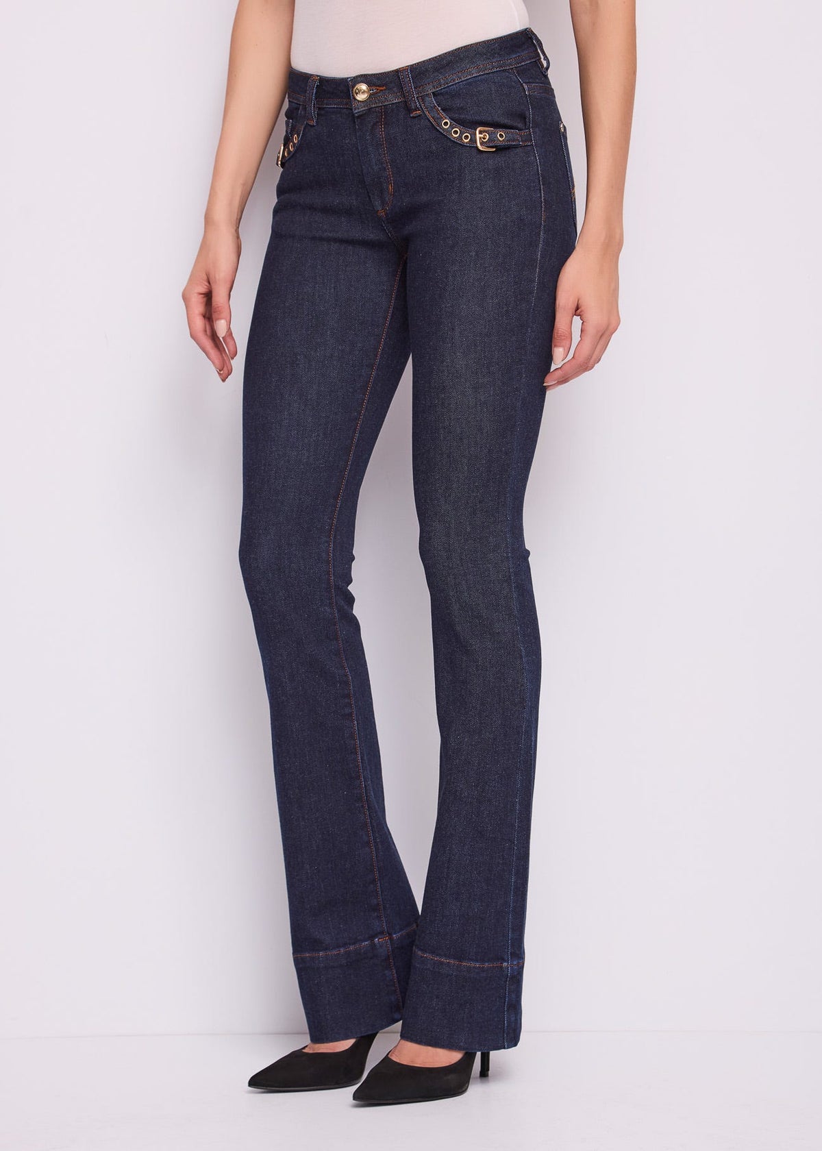 Jeans bootcut da donna in cotone elasticizzato