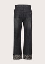 Jeans straight da donna con risvolto animalier