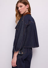 Giacca da donna in denim con bottoni dorati
