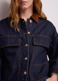 Giacca da donna in denim con bottoni dorati