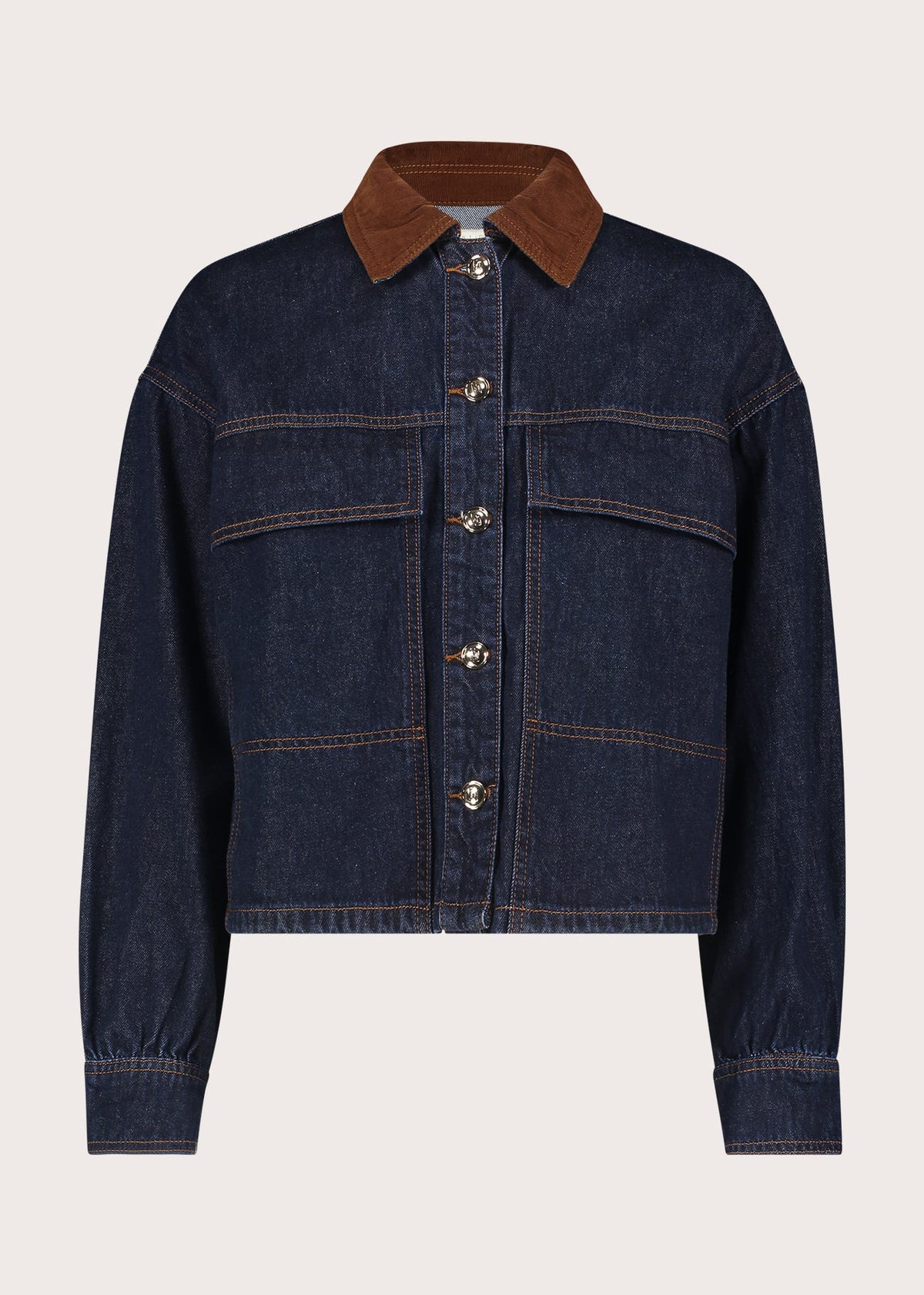 Giacca da donna in denim con bottoni dorati