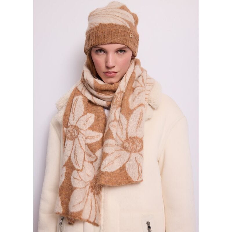Sciarpa donna lana jacquard floreale