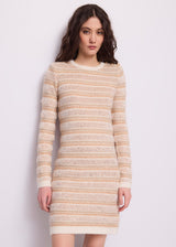 Abito corto da donna a righe jacquard