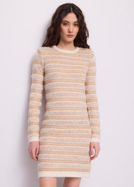 Abito corto da donna a righe jacquard