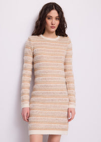 Abito corto da donna a righe jacquard