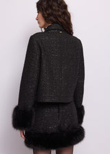 Giacca da donna in bouclé e lurex con bottoni