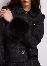 Giacca da donna in bouclé e lurex con bottoni