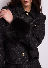 Giacca da donna in bouclé e lurex con bottoni