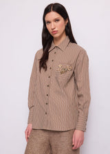 Camicia da donna in popeline con spille