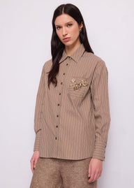 Camicia da donna in popeline con spille