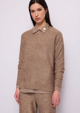 Maglia girocollo da donna in filato elasticizzato