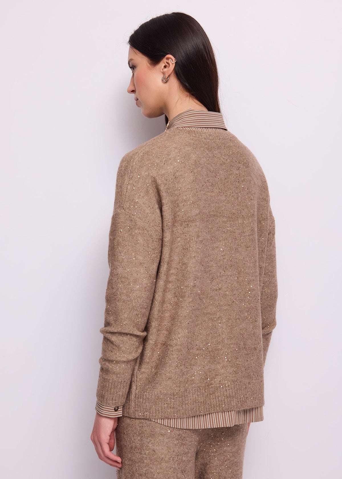 Maglia girocollo da donna in filato elasticizzato