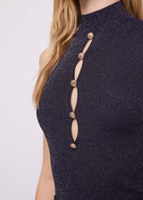 Top da donna in viscosa con collo alto