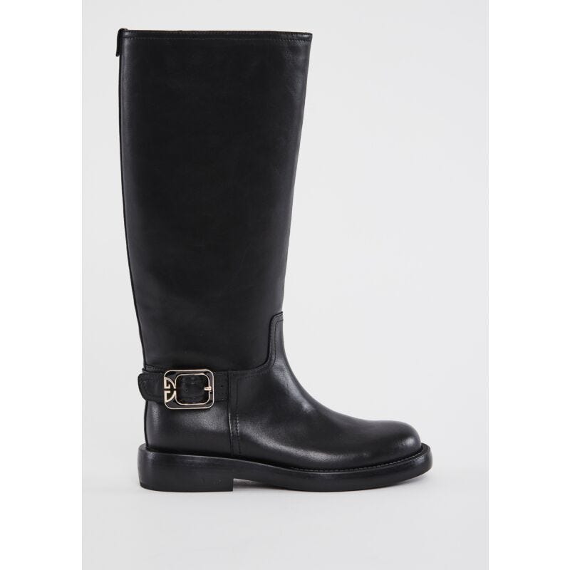 Stivali donna neri in pelle con fibbia