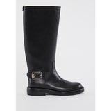 Stivali donna neri in pelle con fibbia