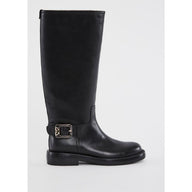 Stivali donna neri in pelle con fibbia