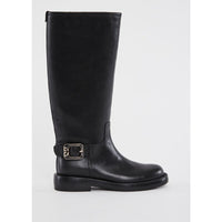 Stivali donna neri in pelle con fibbia