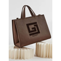 Shopping bag donna marrone logo