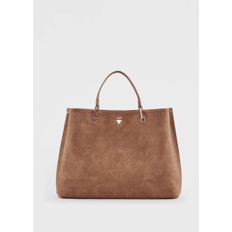 Shopping bag intrecciata donna beige