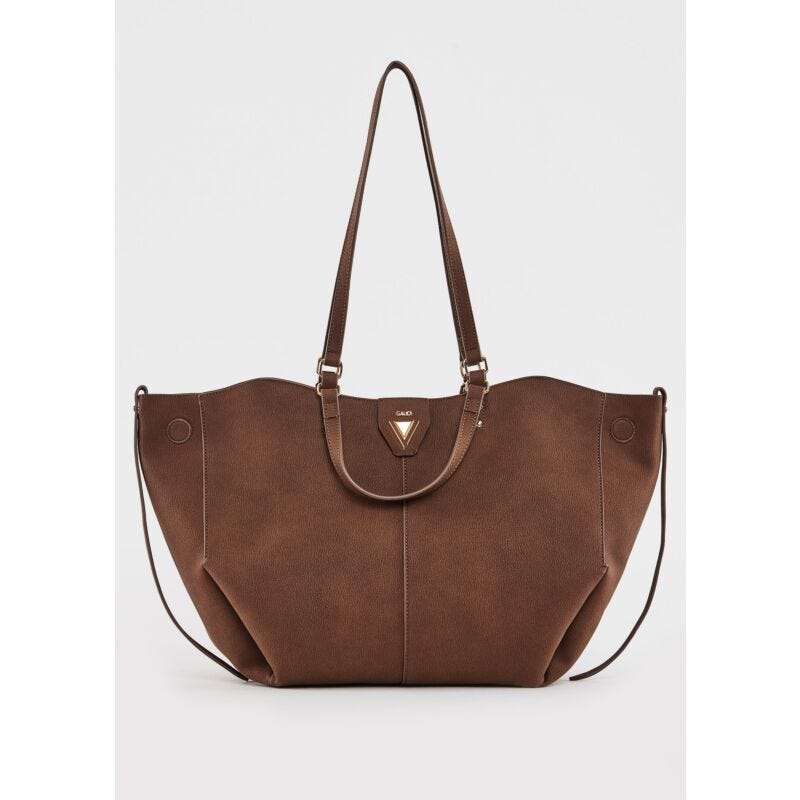 Shopping bag donna marrone con pochette