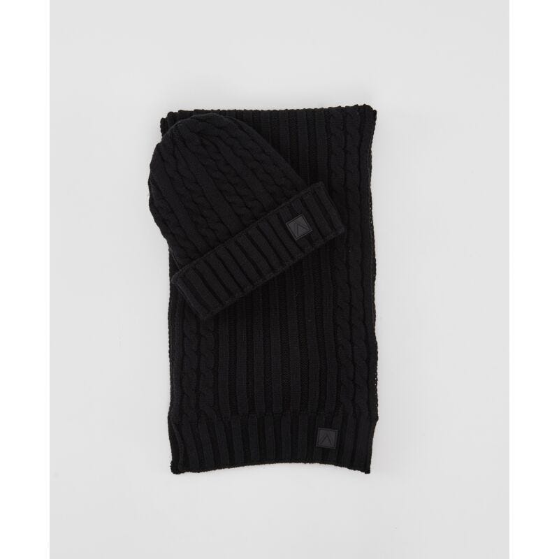 Set berretto e sciarpa uomo trecce nero