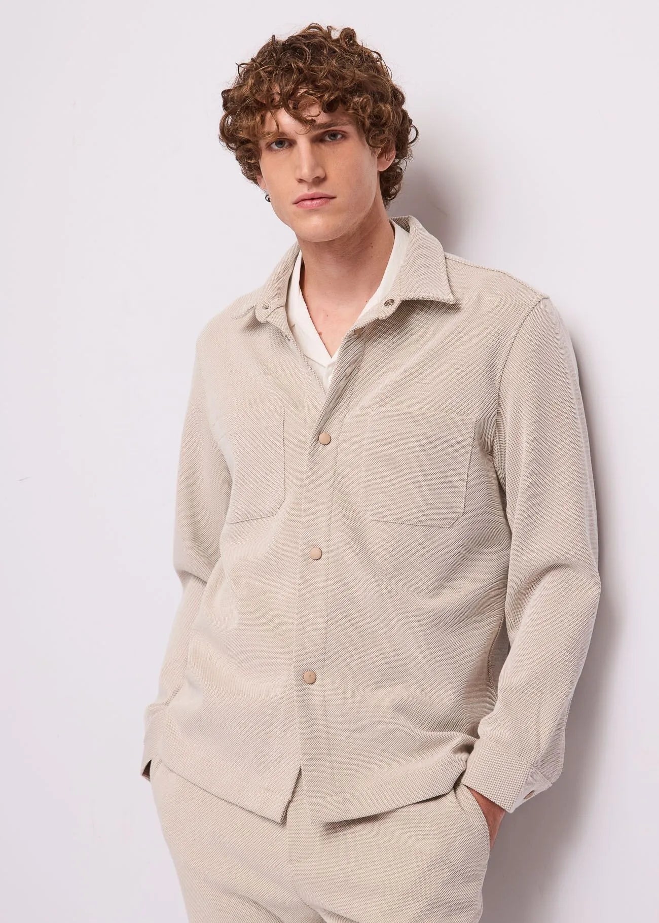 Giacca overshirt in cotone jacquard Gaudì