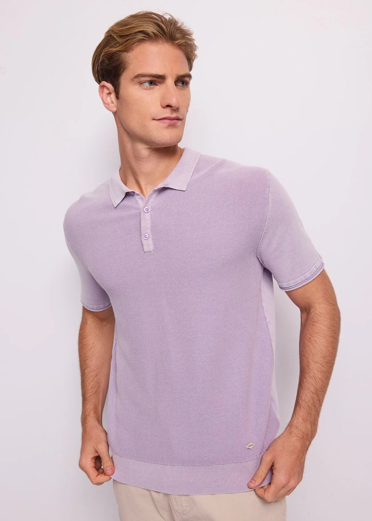 Polo lilla in maglia di cotone Gaudì