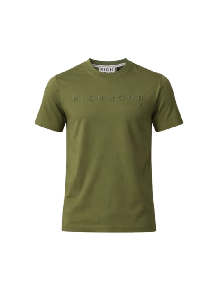 T-shirt uomo militare con logo lettering in rilievo John Richmond