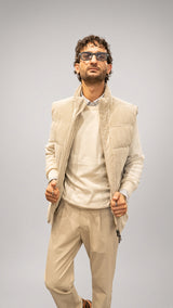Smanicato in velluto beige da uomo Seinse