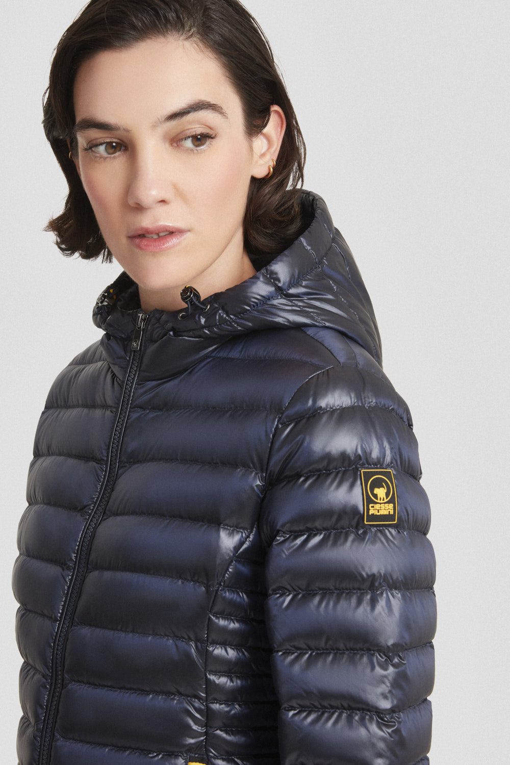 Lightweight blue down jacket with hood from Ciesse Piumini