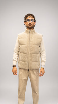 Smanicato in velluto beige da uomo Seinse
