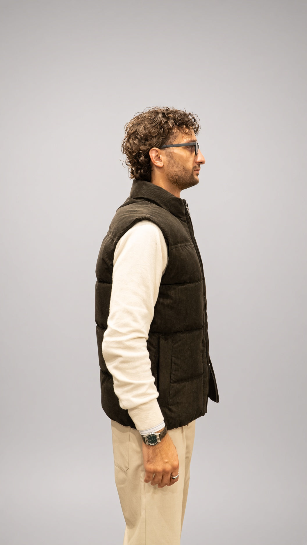 Smanicato in velluto marrone da uomo Seinse