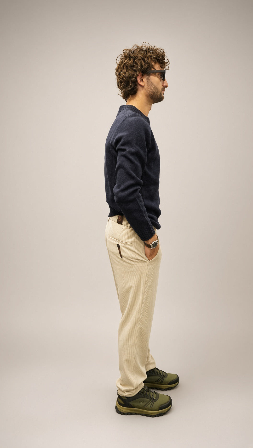 Pantaloni velluto uomo Senise panna