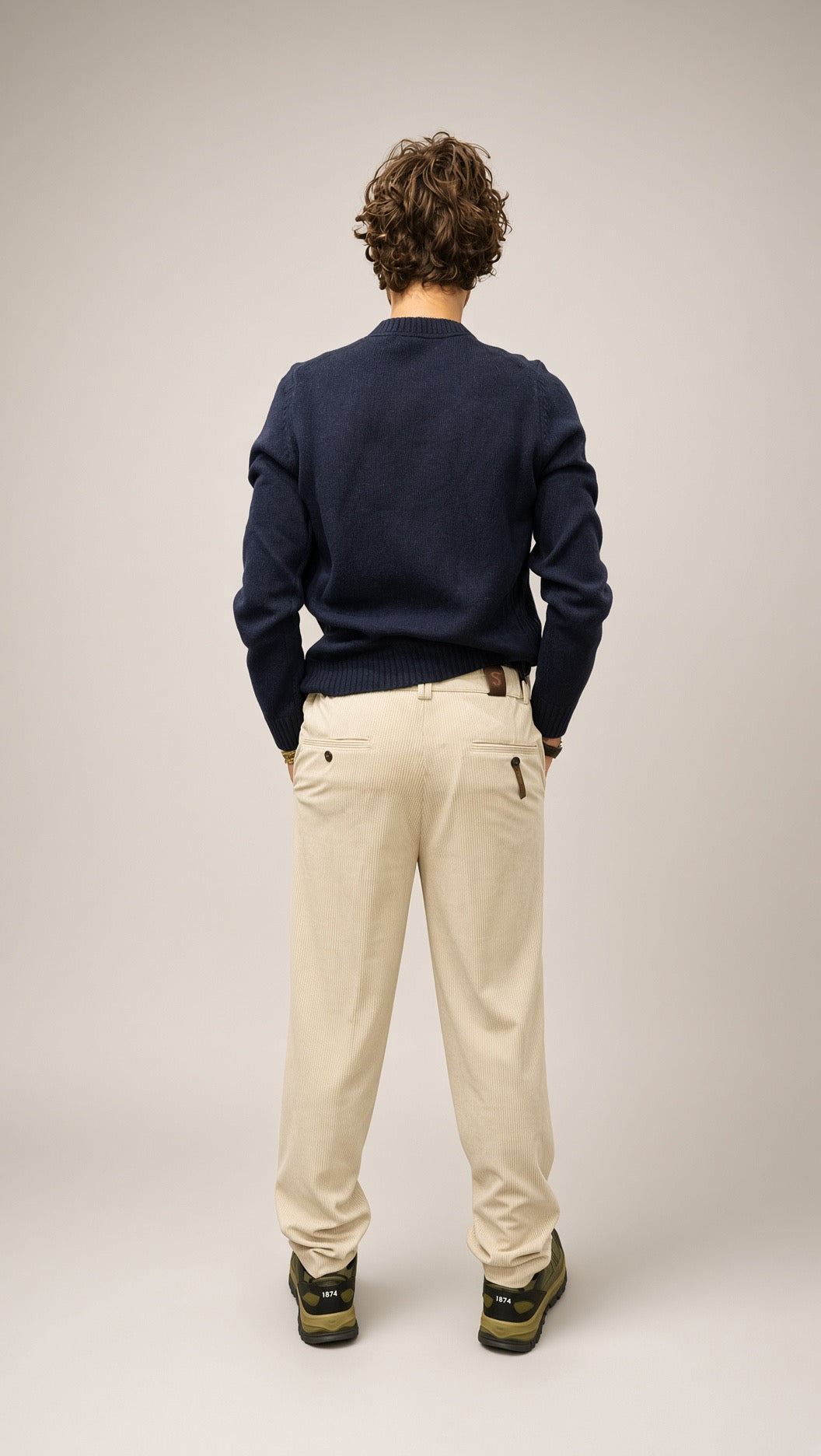 Pantaloni velluto uomo Senise panna