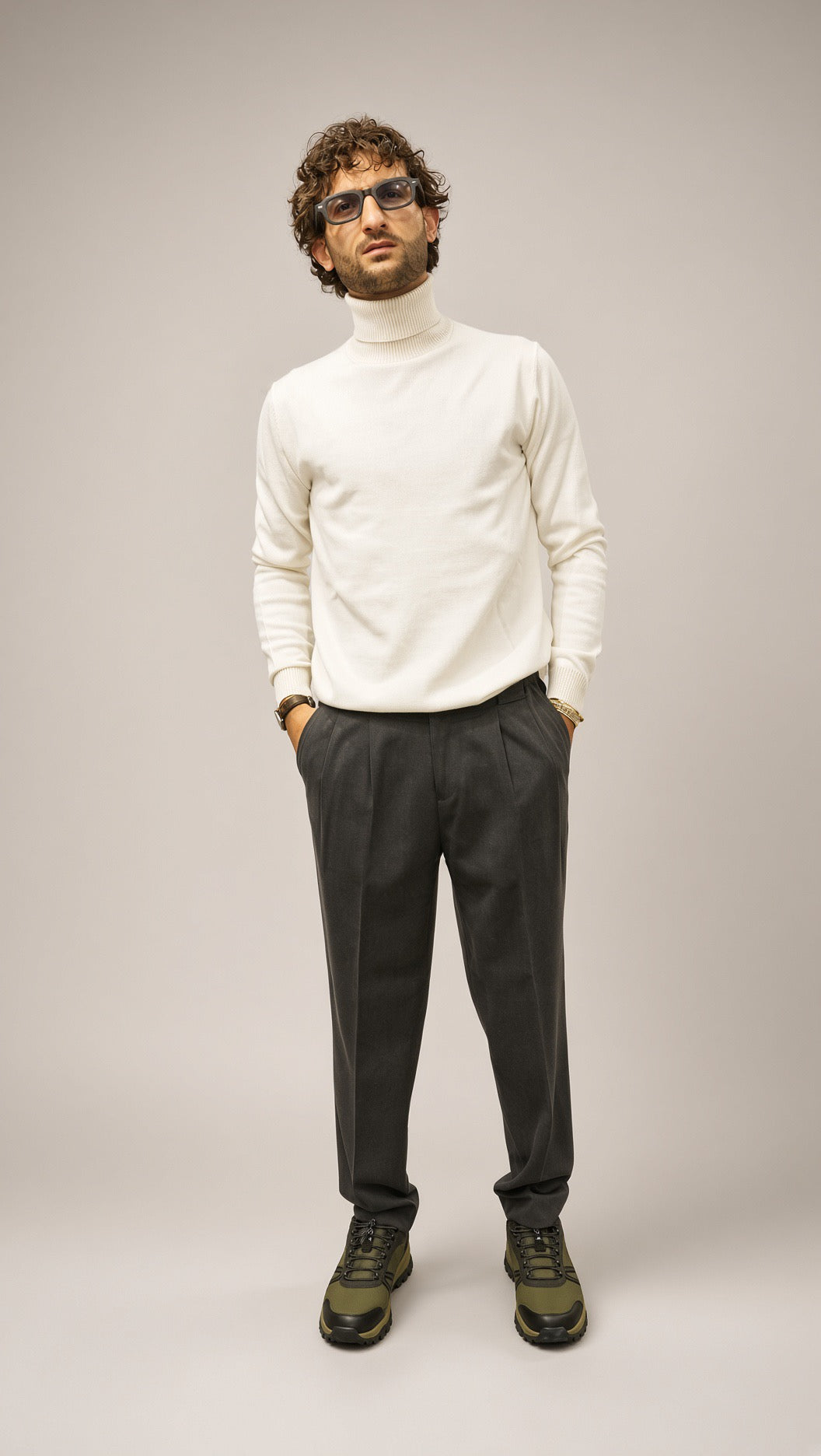 Maglia dolcevita uomo Senise panna