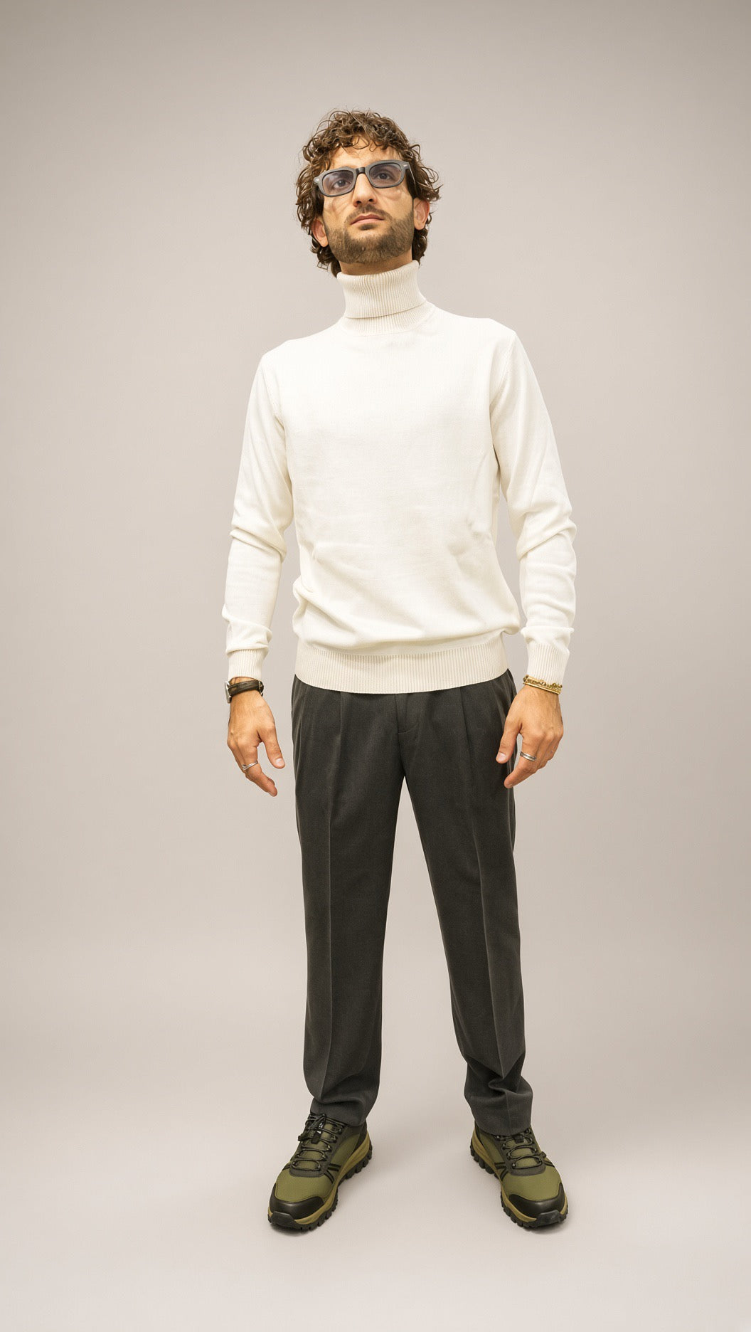 Maglia dolcevita uomo Senise panna
