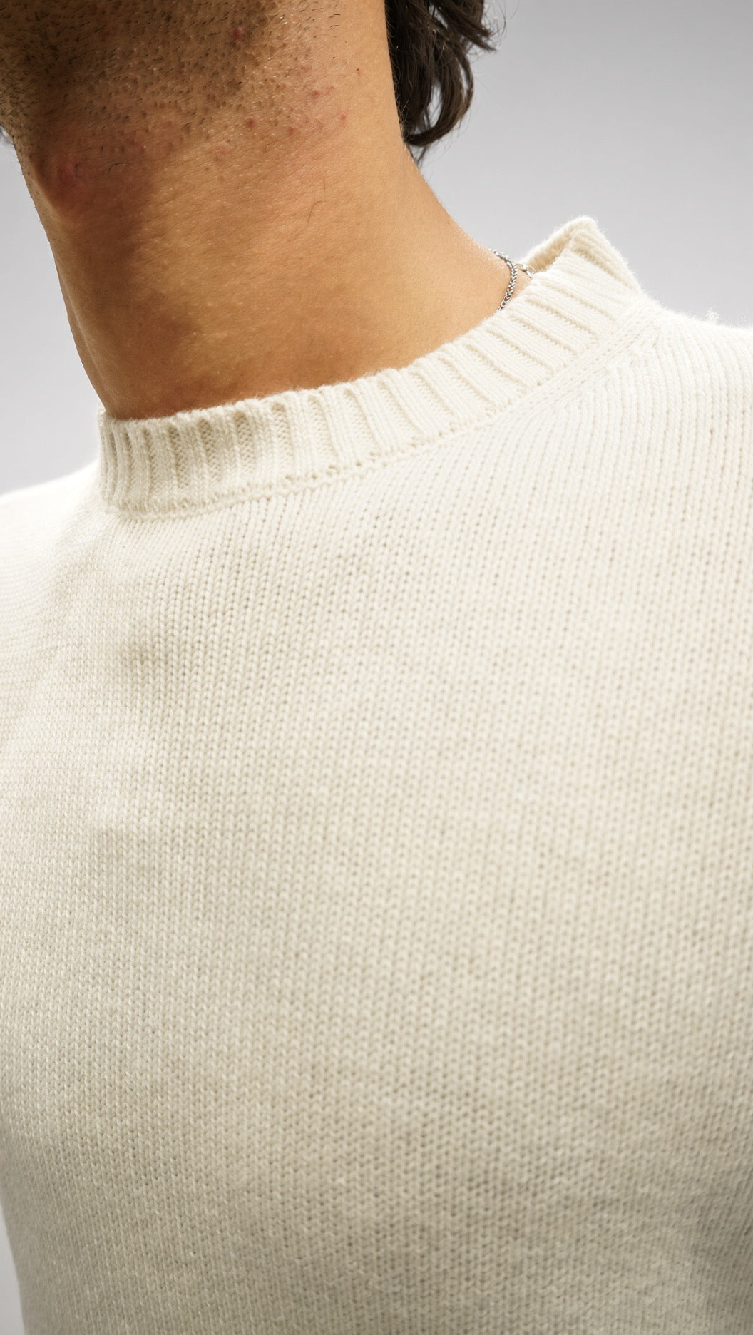 Maglia girocollo uomo Senise bianca panna