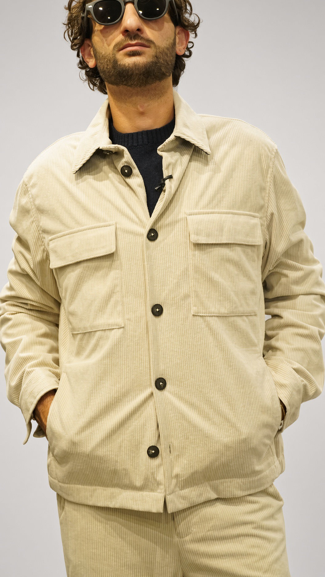 Overshirt velluto uomo Seinse panna