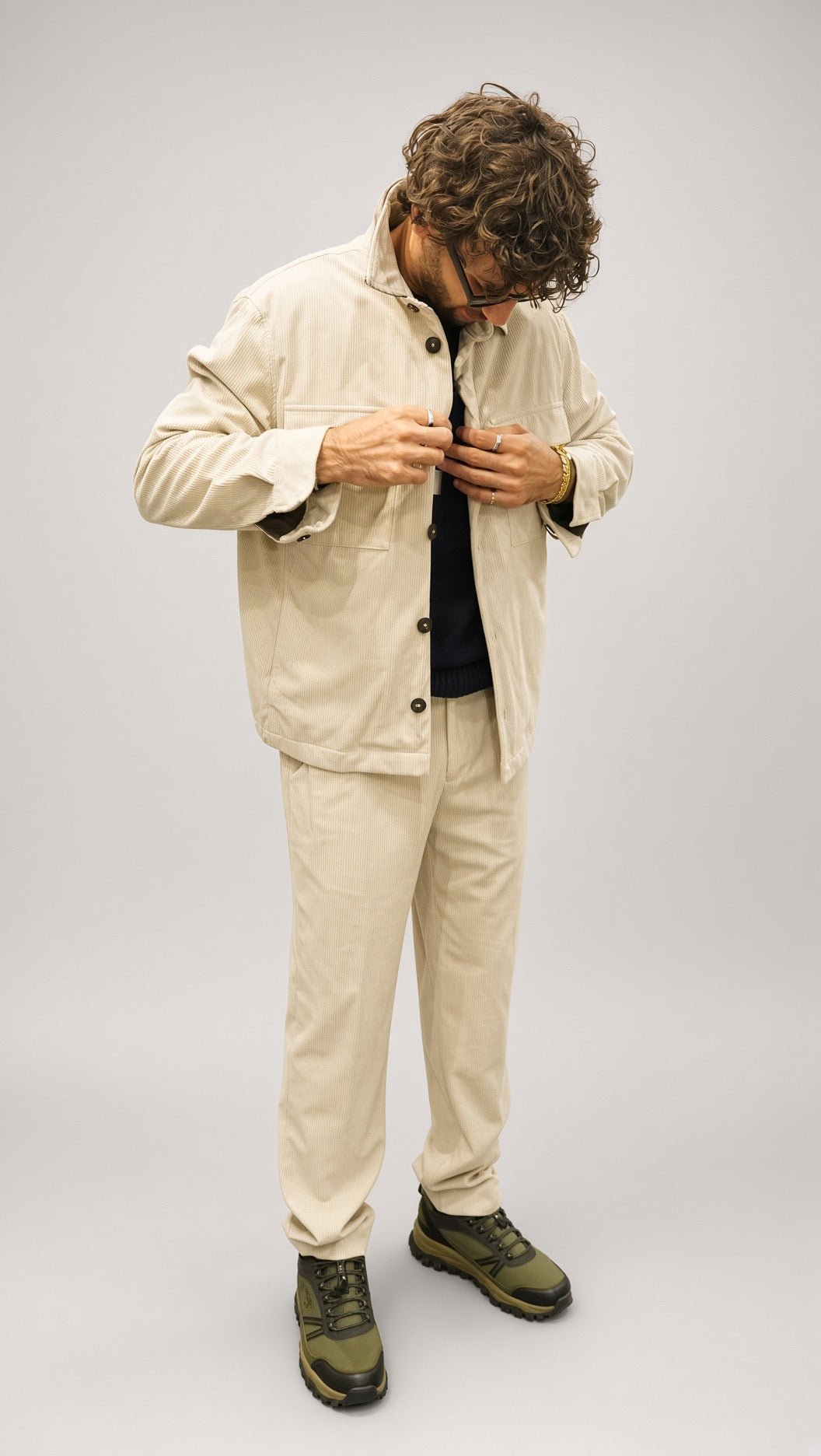 Overshirt velluto uomo Seinse panna