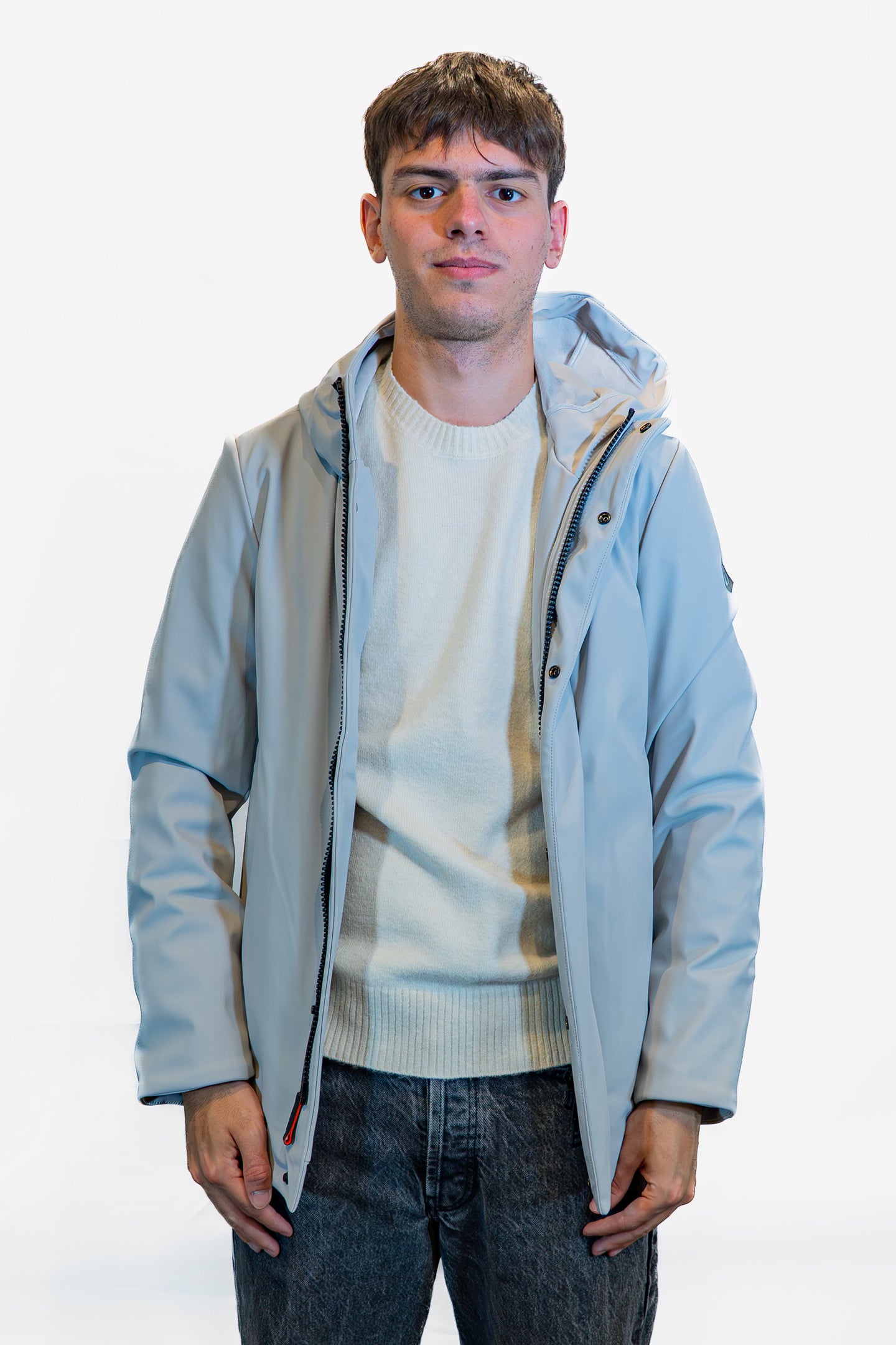 Over/D grey hooded jacket