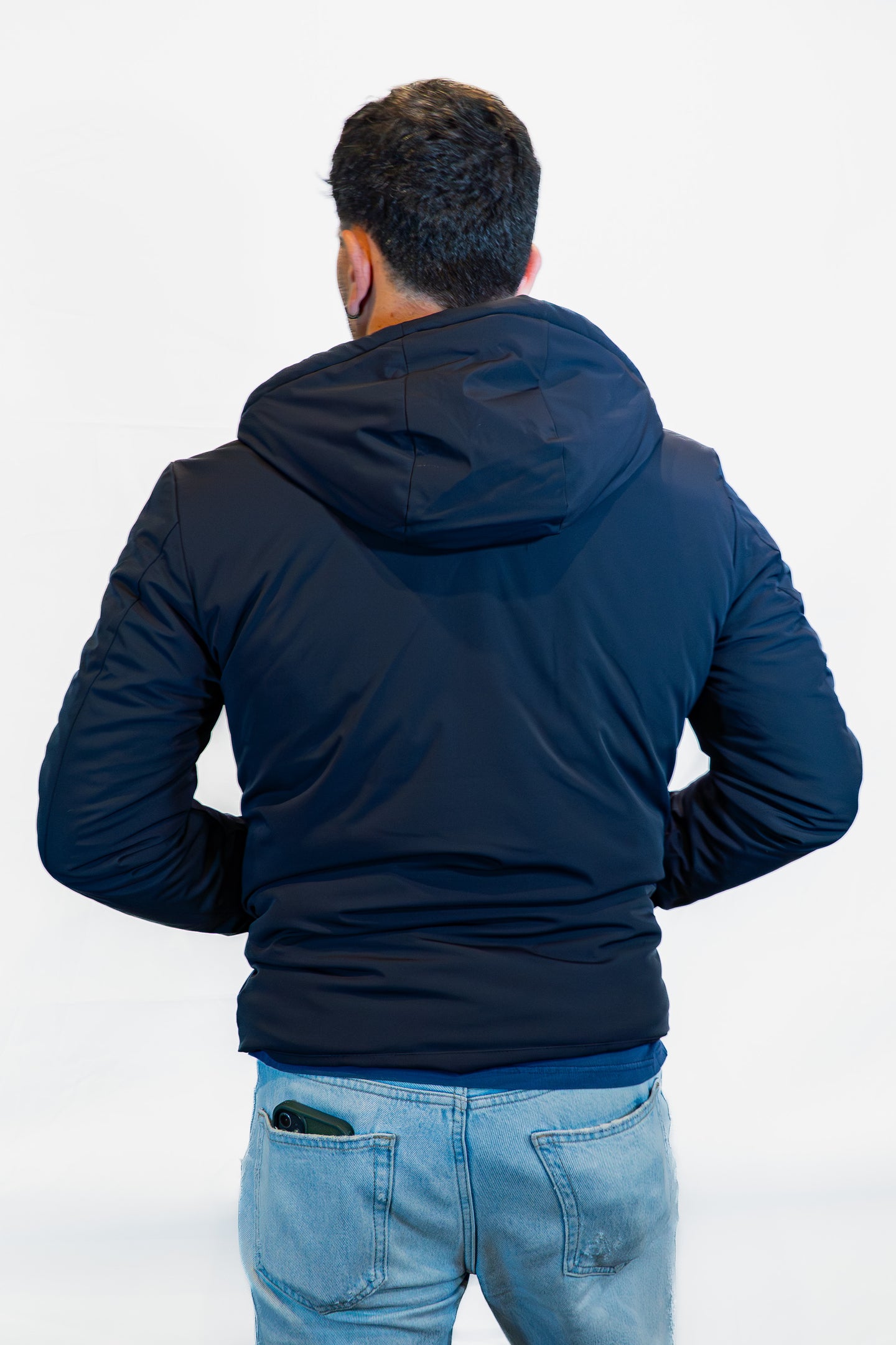 Over/D hooded jacket with internal fur