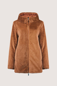 Lucrezia – Cappotto reversibile da donna in ecopelliccia beige