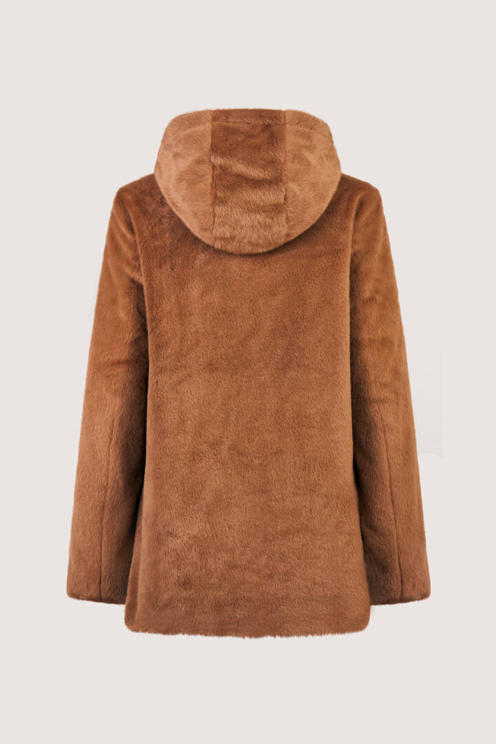Lucrezia – Cappotto reversibile da donna in ecopelliccia beige